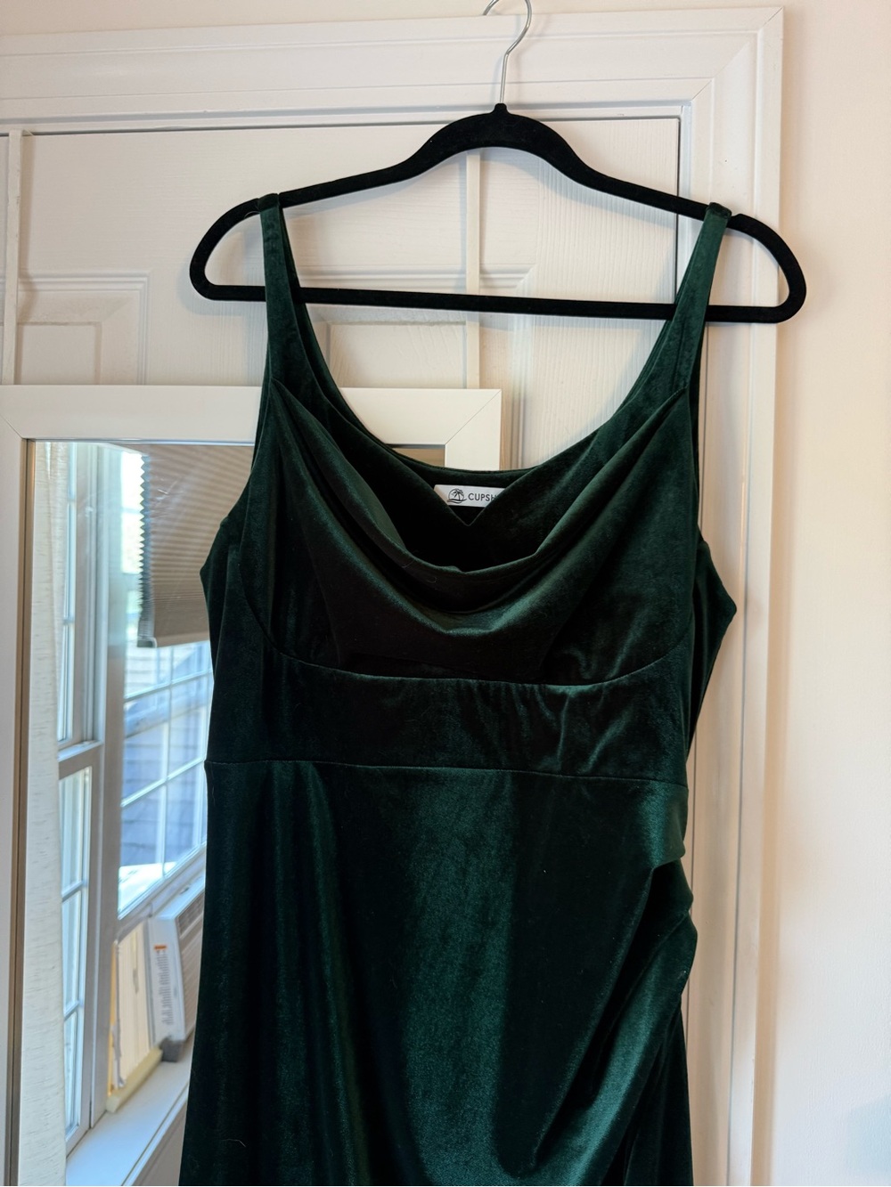 Cupshe Deep Green Velvet Cowl Neck Strap Dress